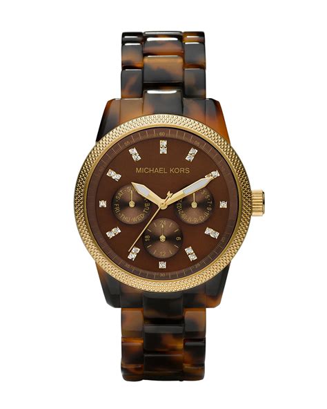 michael kors tan tortoise watch|Michael Kors pave watch.